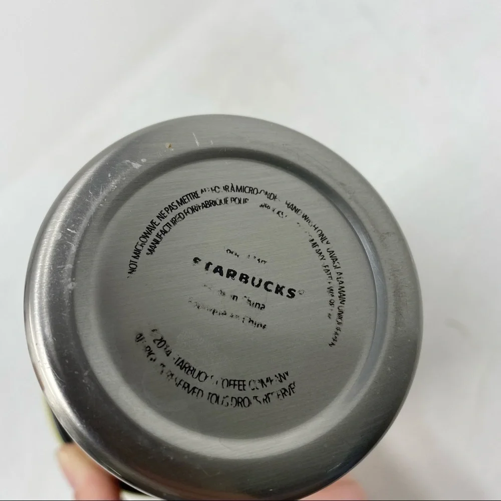 Starbucks metal iced coffee cup with lid and metal straw